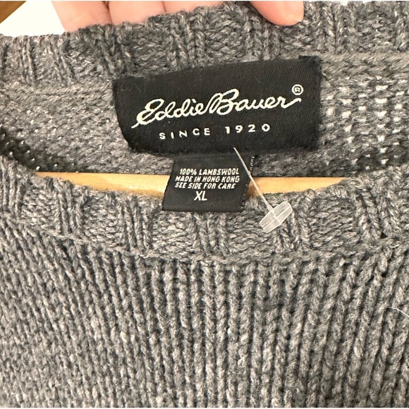 Hong Kong Eddie Bauer Lambswool Fair Isle Crewneck Sweater Outdoor Nordic XL - Picture 5 of 5